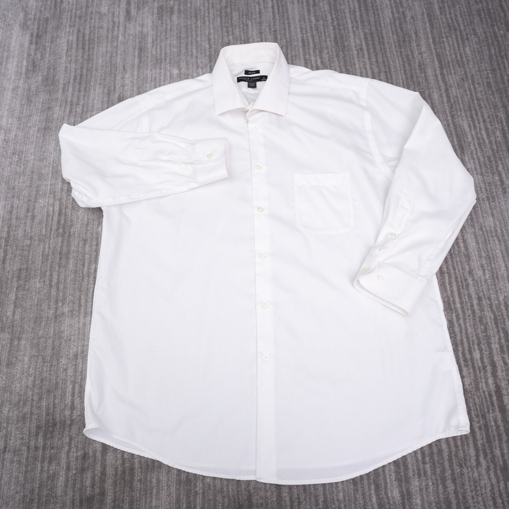Pronto Uomo Dress Shirt Mens 18 32/33 White Excellent Non-Iron Cotton Solid